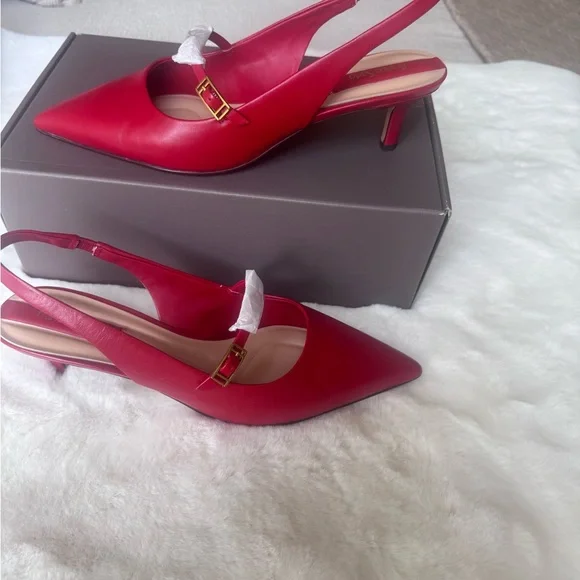 Franco Sarto Red Pointed Toe Kloe Slingbacks Size 10 - Picture 3 of 7